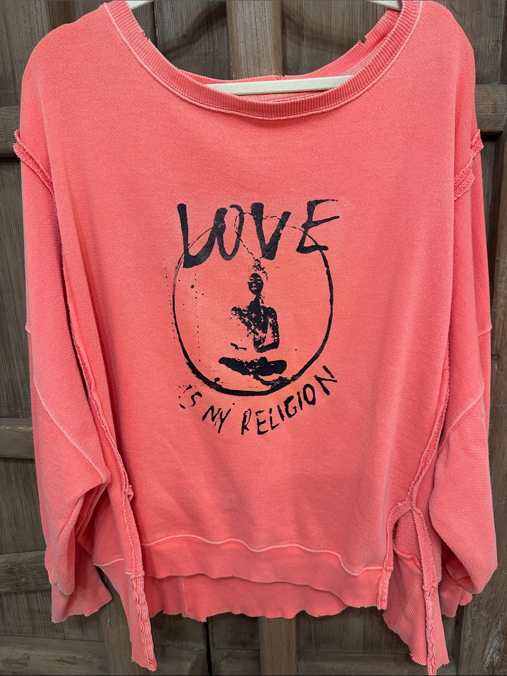 We the free Coral free people sweatshirt Camden custom